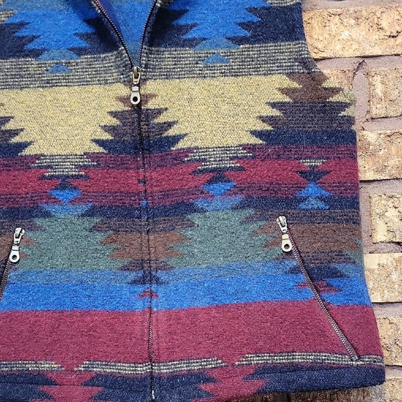 Vintage Nine To Nine Wool Blend Geometric Navajo Patterned Vest Size Medium - Picture 9 of 12